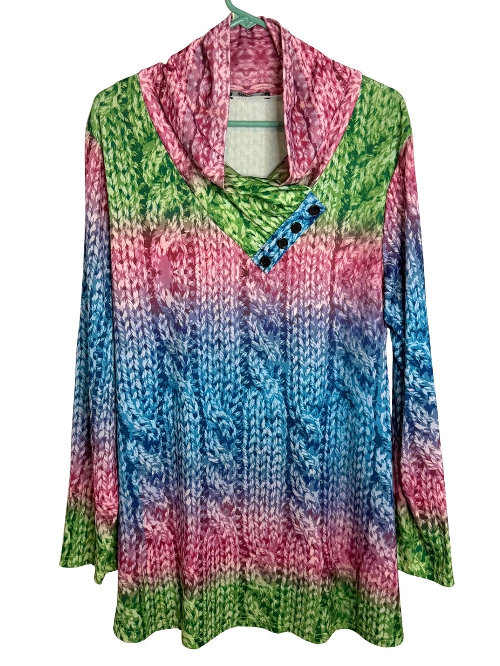 3/$20 Lily by Firmiana Vibrant Ombre Cowl Neck Long Sleeve Mini Dress Size XL